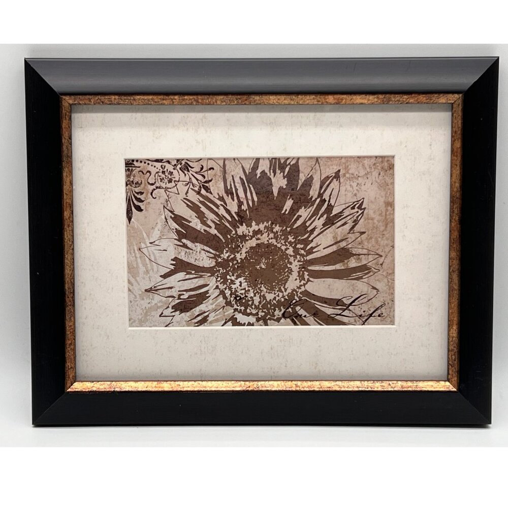 OUR LIFE (sunflower) Framed Picture 9.5 x 7.5 Brown Frame w/Bronze Highlights
